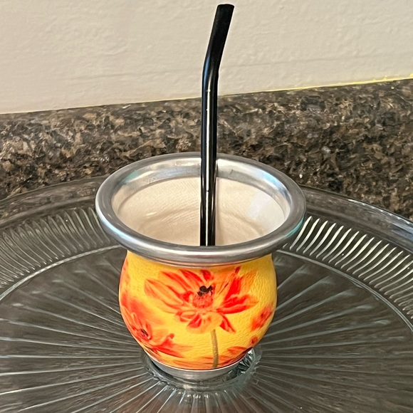 ARGENTINIAN GLASS MATE WITH BOMBILLA - Picture 1 of 2